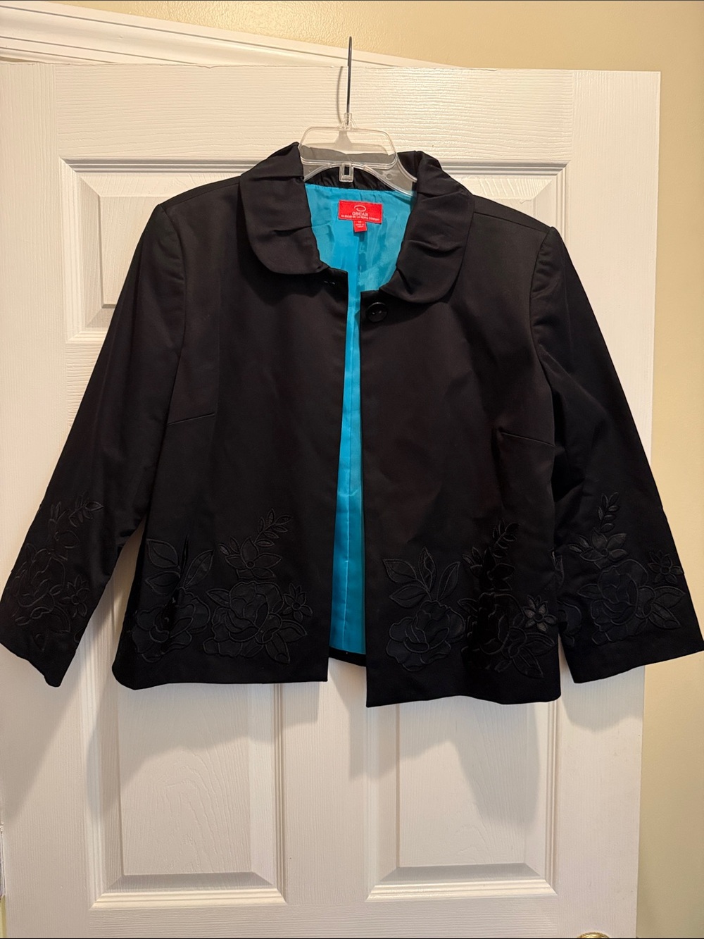 Oscar an Oscar de la Renta Company Black Floral Embroidered Jacket Size 14